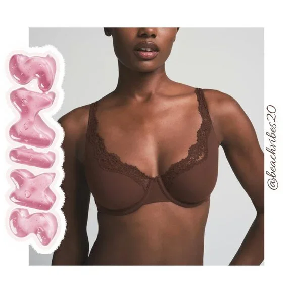 SKIMS Fits Everybody Lace Unlined Full-Coverage Bra Cocoa 36DDD NWT - Picture 3 of 7